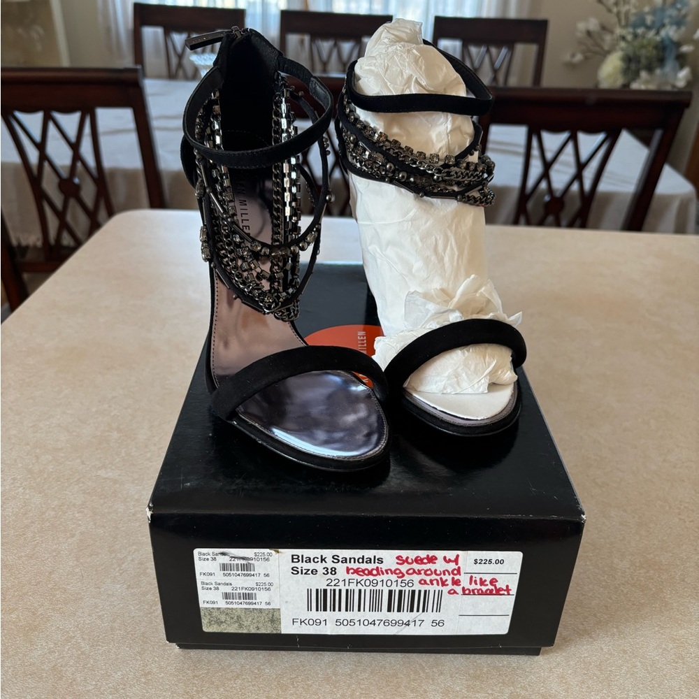 Karen Millen Black Sandals with Chain Accents
